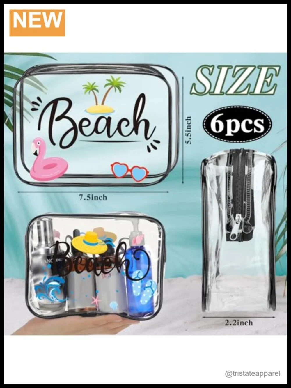Set of 6 PVC Waterproof Cosmetic Bags Travel Toiletry Organizer Makeup Gift